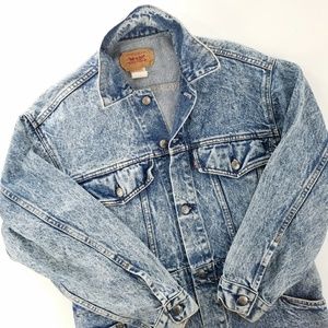 Vintage 80s Levi's Acid Washed Long Denim Jacket